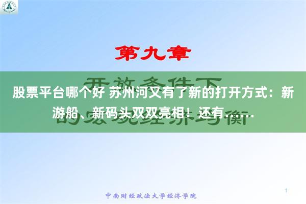 股票平台哪个好 苏州河又有了新的打开方式：新游船、新码头双双亮相！还有……