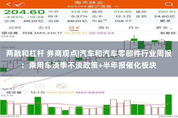 两融和杠杆 券商观点|汽车和汽车零部件行业周报：乘用车淡季不淡政策+半年报催化板块