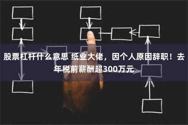 股票杠杆什么意思 纸业大佬，因个人原因辞职！去年税前薪酬超300万元