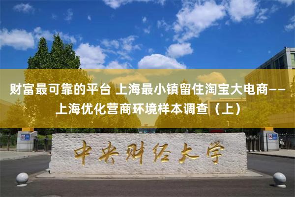 财富最可靠的平台 上海最小镇留住淘宝大电商——上海优化营商环境样本调查（上）